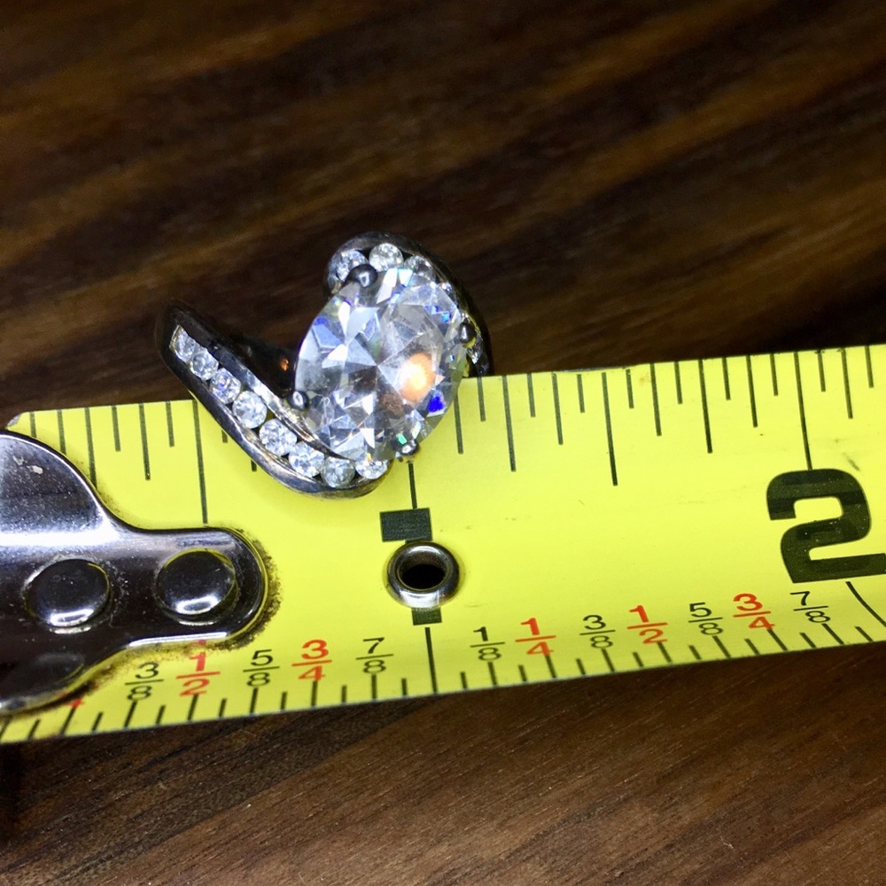 Genuine Silver CZ Swoop Engagement Ring - Picture 6 of 8
